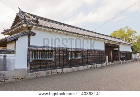 AKO JAPAN - JULY 18 2016: Gate of former residence of Oishi Yoshio in Ako Castle (circa 17th c.). Oishi Kuranosuke (Yoshio) (1659-1703) was a leader of famous 47 loyal samurai (ronin)
