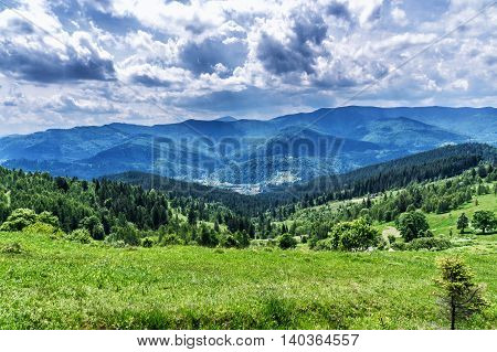 HDR views during uphill Makovytsya Ukraine Yaremche The height of the mountain 984 meters
