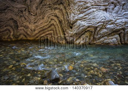 Mountain River Gorge Near Panta Vrexei In Evritania, Greece