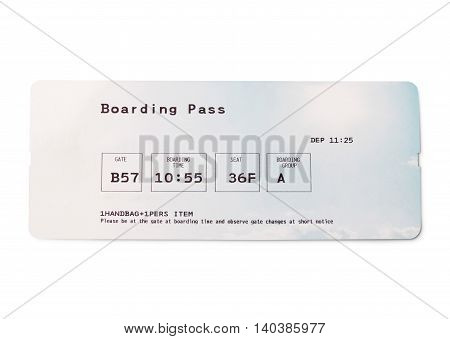 Flight ticket or boarding pass, isolated on white