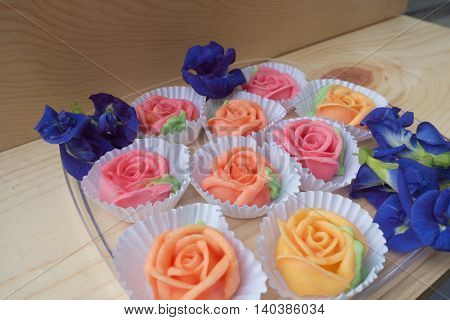 Thai rose Aalaw dessert and Pea flowers