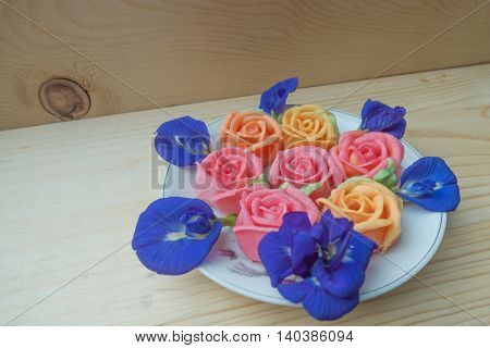 Thai rose Aalaw dessert and Pea flowers