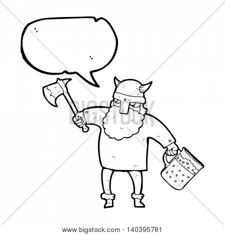 freehand drawn speech bubble cartoon drunk viking