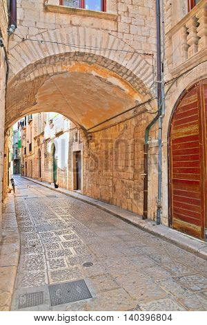 Perspective of an alleyway of Giovinazzo. Puglia. Southern Italy.