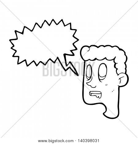 freehand drawn speech bubble cartoon staring man drooling