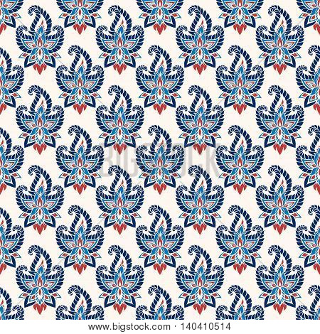 Seamless pattern based on traditional Asian elements Paisley. Boho vintage style vector background. Best motive for print on fabric or papper.