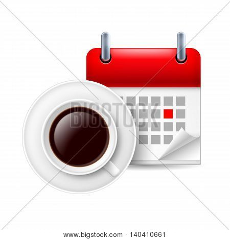Cup of coffee ad calendar with marked day