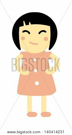 Cute baby kid girl and cute child character vector. Cute girl beautiful fashion young female and cute girl dress kid love child. Cute girl dress kid love child and cute happy girl. Cartoon character.
