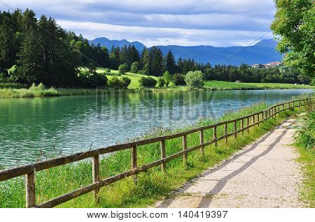 Beautiful lake in Trentino Alto Adidge, Italy