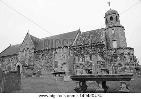 An external view of a medieval church in Leuchars