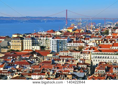 Panorama of Lisbon historical city in Portugal