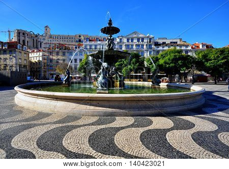 Restaradores, one the most beautiful squares of Lisbon, Portugal