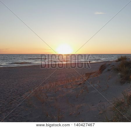 Sunset at the beach on Hiddensee island Germany