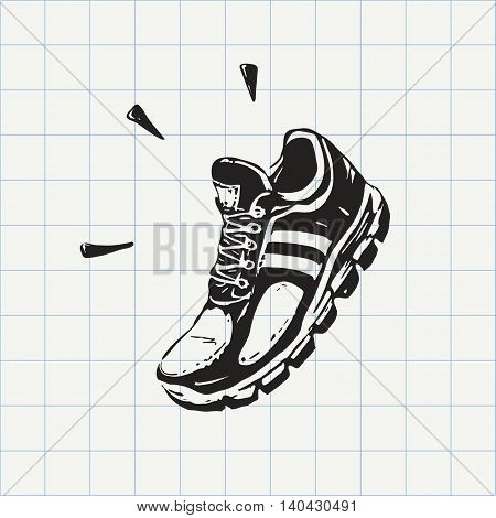 Sport shoe sketch in vector. Hand drawn doodle sign