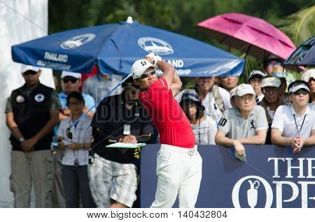 CHONBURI - DECEMBER 13 : Yusaku Miyazato of Japan player in Thailand Golf Championship 2015 at Amata Spring Country Club on December 13 2015 in Chonburi Thailand.