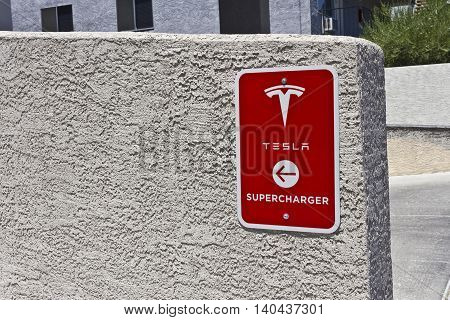 Las Vegas - Circa July 2016: Tesla Supercharger Station. The Supercharger offers fast recharging of the Model S and Model X electric vehicles IX