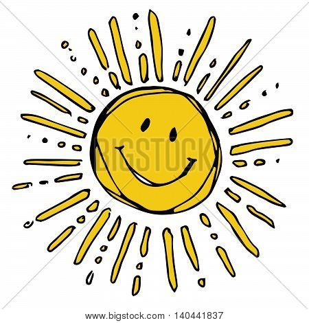 Happy yellow sunshine with rays of light