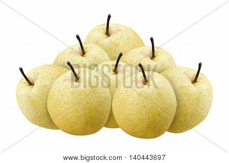 fresh Pyrus pyrifolia fruit on white background