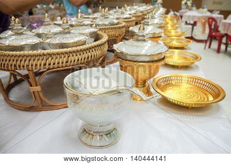 Food and drink for Buddhist religious rites.