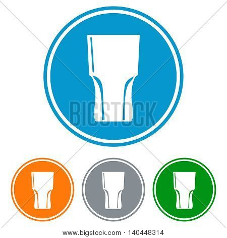 Flat tumbler glass for beer icons set vector