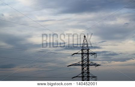 Power line, electric lines, electrical line at sunset, electricty, power grid, high voltage, iron pole