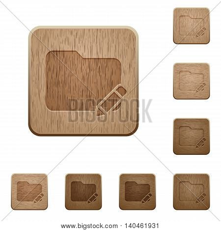 Set of carved wooden Edit folder buttons in 8 variations.