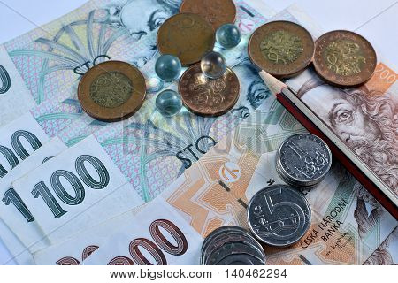Close up Czech Koruna currency, Czech Republic