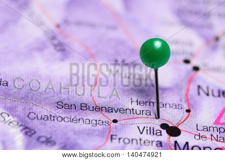 San Buenaventura pinned on a map of Mexico