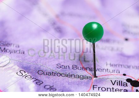 Cuatrocienagas pinned on a map of Mexico