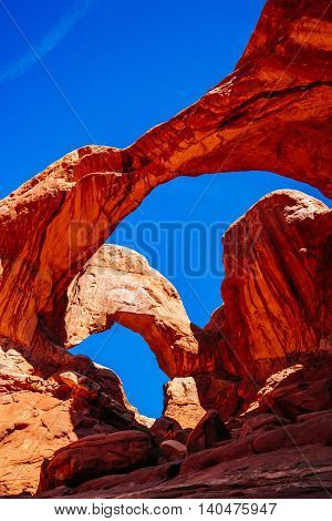 Double Arch In Arches National Park, Utah, Usa