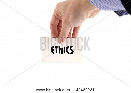 Ethics text concept isolated over white background
