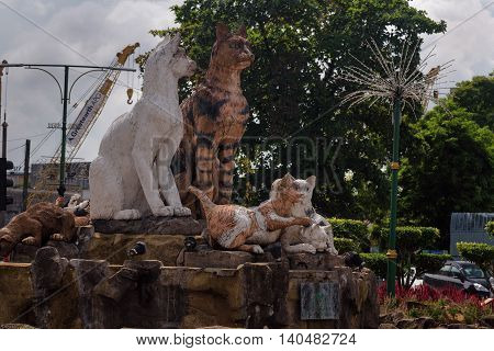 Cats Monument At Center Of Kuching