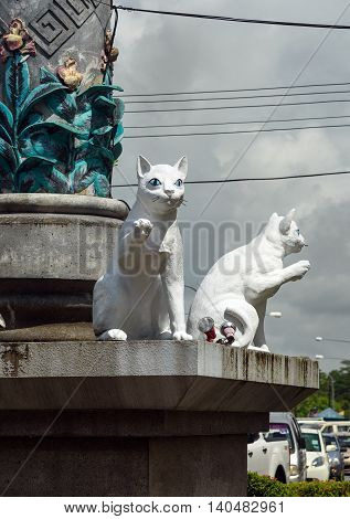 Cats Monument At Center Of Kuching