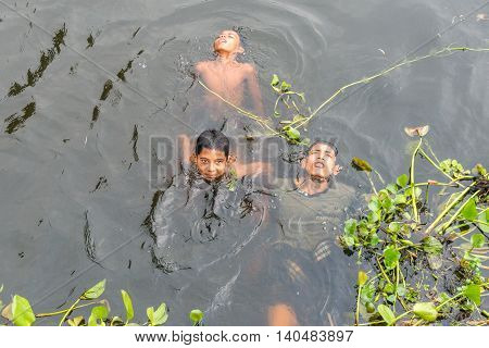 Children Taking Bath