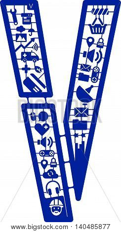 Assemble icon model kit form the font -V