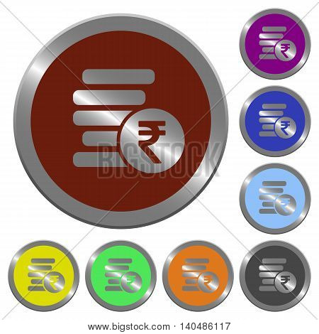Set of color glossy coin-like Indian Rupee coins buttons.