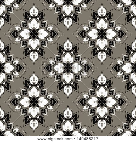 Seamless pattern based on traditional Asian elements Paisley. Boho vintage style vector background. Best motive for print on fabric or papper.