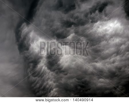 stormy weather and blue dangerous clouds on sky