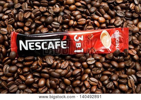Kiev, Ukraine - June 27, 2016: Nescafe is a brand multinational food and beverage company, first introduced on April 1, 1938.