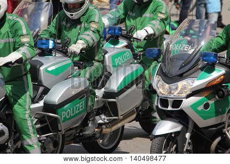 Detail image of a German police motorcycles