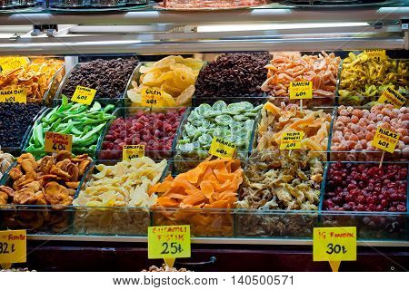 Famous turkish sweets in Istanbul grand bazaar
