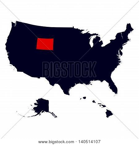Wyoming State in the United States map vector