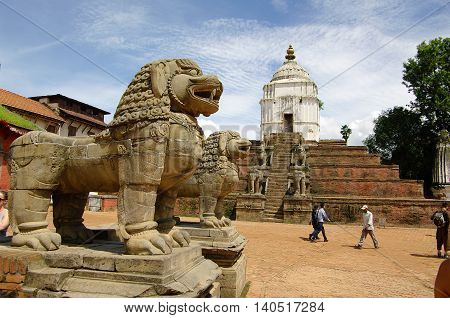 Bhaktapur,np - Circa August 2012 - Lion Statue In Durbar Square, Circa August 2012 In Bhaktapur. Bha