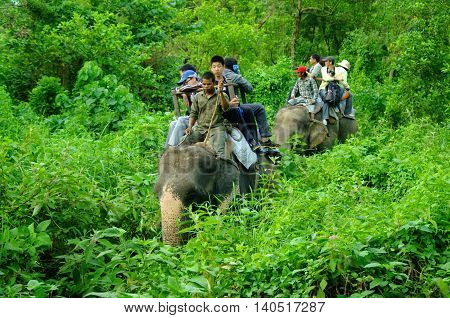 Chitwan,np-circa August 2012 - Tourists Doing Safari On Elephants Back, Circa August 2012 At Chitwan