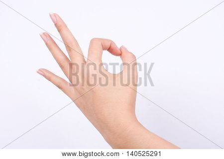 finger hand symbols isolated the concept hand gesturing sign ok okay agree on white background