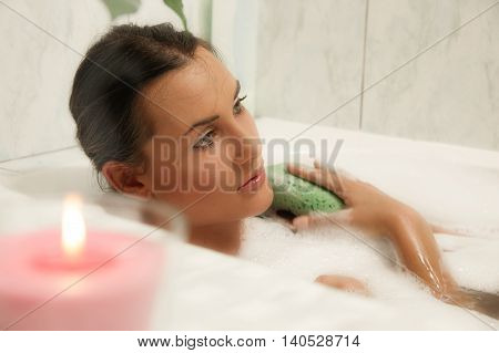 Beautiful Women Relaxing In Her Bath