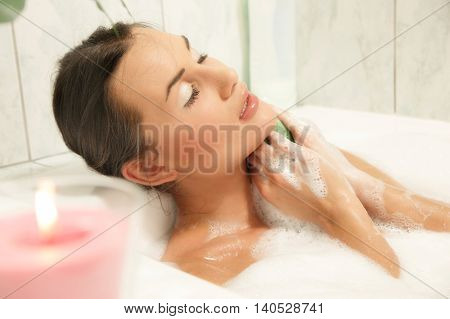 Beautiful Women Relaxing In Her Bath