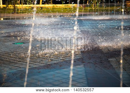 Beautiful fountain in Park, Ancient Bukhara city in Uzbekistan