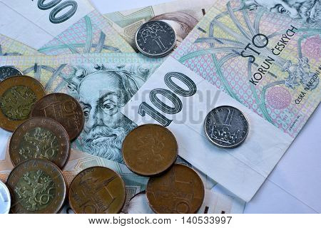 Close up Czech Koruna currency, Czech Republic