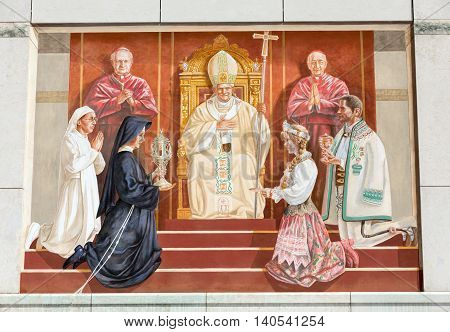 CRACOW POLAND - JULY 22 2016: The centre of Pope John Paul II. Cracow LagiewnikI Poland